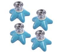 ULTECHNOVO Pomelli in Ceramica Forma di Stella Marina per Cassetti e Armadietti, Struttura Solida e Decorazione Elegante la Casa, Confezione da 4 Pezzi Blu