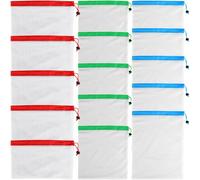 ULTECHNOVO Sacchetti Riutilizzabili per Ortofrutta Coulisse, 15 Pezzi Sacchetti in Rete Traspiranti in Poliestere, Borse Lavabili per Conservazione e Spesa Ecologica