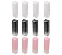 ULTECHNOVO Set 12 Tubetti Lucidalabbra Vuoti Fai da Te, Bottiglie Plastica Gradientate Rosa Nero Bianco, Contenitori Compatti per Olio Labbra e Tinta, Accessori Trucco Riutilizzabili