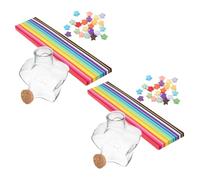 ULTECHNOVO Set 2 Bottiglie dei Desideri con Coperchio in Plastica Trasparente, Contenitori per Origami Arcobaleno 540 Fogli, Barattoli Decorativi Multifunzionali per Messaggi e Piccoli