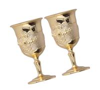 ULTECHNOVO Set 2 Calici in Metallo Dorato in Stile Europeo Coppe da Vino Rosso Vintage per Feste e Decorazioni Retrò per Casa Ristorante e Bar