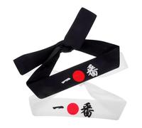 ULTECHNOVO Set 2 Fasce Per Chioma Giapponesi in Cotone, Fascia Larga Da Karate e Chef, Traspirante e Anti-scivolo, Accessorio Tradizionale Multifunzionale Per Sushi, Sport e Costume Samurai