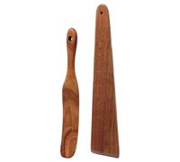 ULTECHNOVO Set 2 Spatole in Legno Teak per Pentole Antiaderenti, Utensili da Cucina Multiuso per Mescolare, Raschiare e Girare, Portatili per Cottura Domestica e Picnic Riutilizzabile