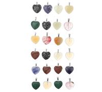 ULTECHNOVO Set 24 Pezzi Pietre di Cristallo a Forma di Cuore 20Mm Miste Ornamenti Decorativi per la Casa e Scrivania Pietre Levigate Naturali per Acquari Giardinaggio e Rilassamento