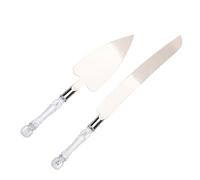 ULTECHNOVO Set 4 Coltelli e Spatole per Torta Nuziale in Resistente Manico Cristallo Trasparente per Servire Torte Crostate e Dolci in Matrimoni Feste di Compleanno e Anniversari