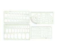 ULTECHNOVO Set 4pezzi Modelli Plastici per Disegno Forme Circolari e Ovali, Righelli Geometrici Portatili Facili da Trasportare per Scuola e Uso in Movimento