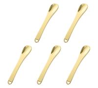 ULTECHNOVO Set 5 Pezzi Cucchiai per Crema Viso e Occhi in Lega di Zinco Dorata, Mini Scoop da Massaggio per Maschere Facciali, Strumento Portatile per Cura Pelle e Riduzione Rughe