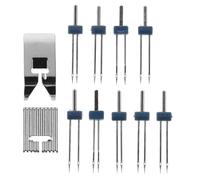 ULTECHNOVO Set 9 Aghi Doppi Elastici con Piedino Premistoffa a 2 Scanalature, Aghi Gemelli per Macchine da Cucire Domestiche, Accessori per Cucito su Tessuti Elastici e Punti Doppi