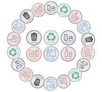 ULTECHNOVO Set da 24 Adesivi Autoadesivi per Bidoni della Raccolta Differenziata, Etichette in Vinile Resistenti alle Intemperie ai Raggi Uv, Impermeabili per Casa, Ufficio e Spazi