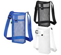 ULTECHNOVO Set da 3 Borsa Porta Bottiglia d Acqua in Rete con Tracolla Regolabile, Design Leggero e Resistente, per Viaggio e Uso Quotidiano