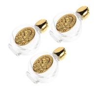 ULTECHNOVO Set da 3 Bottiglie di Acqua Santa in Vetro Decoro in Rilievo, Contenitori Riutilizzabili per Acqua Benedetta, Bottiglie Decorative per Benedizione e Bomboniere Religiose