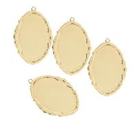 ULTECHNOVO Set di 4 Basi per Pendenti Ovali in Rame Oro, Supporto per Elementi Barocchi Struttura Sicura, Accessori per Creazione di Gioielli e Fai da Te