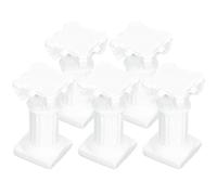 ULTECHNOVO Set di 5 Statue Mini Colonna Romana in Resina Bianco, Decorazione Casa Classica per Soggiorno Porta Candela e Accessorio Fotografico