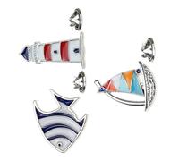 ULTECHNOVO Spilla a Forma di Barca a Vela e Pesce Tropicale in Metallo, Set da 3 Pezzi per Feste, Matrimoni e Look Quotidiano