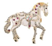 ULTECHNOVO Spilla a Forma di Cavallo con Strass E Smalto - Spilla da Bavero con Lo Zodiaco Del Capodanno Cinese 2026 - Gioielli con Animali per Le Celebrazioni Del Festival di - Bianco