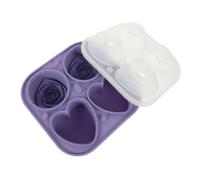ULTECHNOVO Stampo per Cubetti di Ghiaccio in Silicone a Forma di Cuore e Rosa, Riutilizzabile e Portatile, per Cocktail e Uso in Cucina
