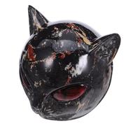 ULTECHNOVO Statua Gatto in Resina Intagliata Miniatura Scultura Contemporanea Nera con Occhi Scarlatti Ornamento Elegante per Casa Ufficio e Giardino Decorazione da Tavolo Raffinata