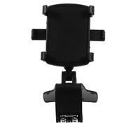 ULTECHNOVO Supporto Telefono Auto Nero Clip per Navigazione e Smartphone Montaggio Cruscotto Specchietto Retrovisore con Elastico Stabile e Installazione Semplice