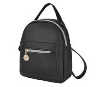 ULTECHNOVO Zaino in Pu Multitasche Tracolla Regolabile, Mini Borsa a Tracolla in Pelle Pu Nera, Zaino Casual per Ragazze per Ufficio, Scuola e Viaggi Quotidiani