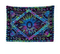 Ulticool - Appeso a Parete Decorazione - Etnico Viola Blu Universo Sole Luna - 200 x 150 cm Grande Murale Manifesto - Accessori Casa Soggiorno Camera da Letto Soffitto