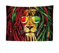 Ulticool - Appeso a Parete Decorazione - Reggae Rasta Giamaica Lion Occhiali - 200 x 150 cm Grande Murale Manifesto - Accessori Casa Soggiorno Camera da Letto Soffitto