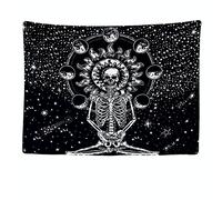 Ulticool - Appeso a Parete Decorazione - Scheletro Sole Chakra Tarocchi Universo Nero Bianco - 200 x 150 cm Grande Murale Manifesto - Accessori Casa Soggiorno Camera da Letto Soffitto