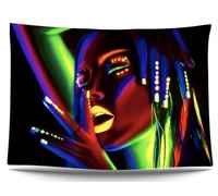 Ulticool - Arazzo da parete per uomo e donna, Glow in the Dark - luce nera UV reattiva, Nero neon light - Blacklight psichedelico al buio - Tela luminoso 200 x 150 cm