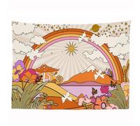 Ulticool - Arazzo decorativo da parete per la casa - Universo arcobaleno retrò vintage - 200 x 150 cm - Decorazione murale - Accessori per camera da letto, soggiorno - Beige, arancione, lilla