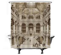 Ulticool Tenda da doccia - Architettura Elite Archi Romani Storia - 180 x 200 cm - Lavabile - Anti muffa - con 12 anelli - Seppia