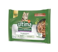 Ultima Cat Expert Nutrition Hairball Manzo e Salmone Umido per gatto - 4 x 70 g