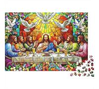 Ultima Cena Vetro Colorato Puzzle 1000 Pezzi per Adulti Scena Finestra Gioco di Puzzle 1000 Pezzi Relax Regalo Casa 70x50cm/1000pcs