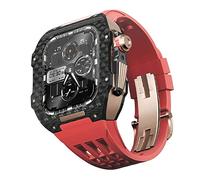 Ultima custodia in fibra di carbonio leggera+cinghia fluorobber ， per cinghia di sostituzione della serie 8/7/5/4 ， per iWatch 44/45 mm Kit di aggiornamento della banda di orologi (colore: 02,