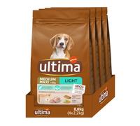 Ultima Medium-Maxi Light In Fat Pollo - Crocchette per cani - Confezione da 4 x 2,2kg - Totale 8,8kg