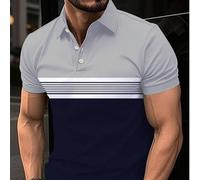 Ultima polo da uomo popolare a maniche corte, polo sportiva da uomo a stampa digitale a righe, per l'estate L,M,S,XL,XXLBlocchi di coloreTessuto in maglia