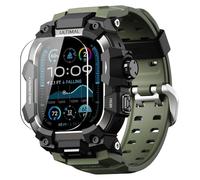 ULTIMAL Sports Bands Compatible with Apple Watch Strap 44mm/45mm, Military Protective Bumper Case, Rugged TPU iWatch Strap, Adjustable Band for Apple Watch Series 9 8 7 6 5 4 SE, Verde, 49mm, Militare