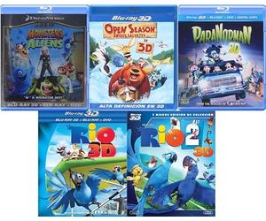 Ultimate Action & Adventure Blu-ray 3D Movie Collection: Monsters VS Aliens / Open Season / Paranorman / Rio 1 & 2 [Blu-ray 3D] Region 1/A