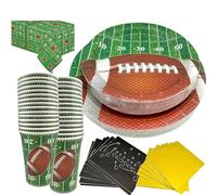 Ultimate Football Party Supplies Kit per 30 ospiti - include piatti da cena e dessert, tovaglioli, tazze, striscioni, tovaglia touchdown - perfetto per compleanni di calcio, gameday e feste sul