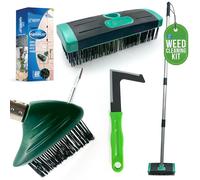 Ultimate Garden Weed Brush Set & Patio Cleaner include scopa in filo metallico, spazzola angolata per muschio con raschietto integrato e strumento portatile per rimuovere le erbacce, ideale per la