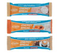 Ultimate-Italia | Energy Break | Box da 30 barrette energetiche da 30gr assortite nei gusti Cappuccino, Latte e Albicocca, Latte e Muesli
