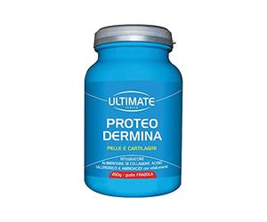 Ultimate Italia - Proteo Dermina - 450g - fragola - Integratore di collagene e acido ialuronico per mantenere la pelle giovane e supportare cartilagini, legamenti e tendini