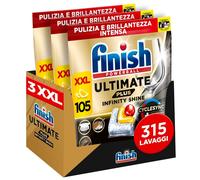 Ultimate PLUS Infinity Shine Pastiglie Lavastoviglie al Limone 315 Capsule con