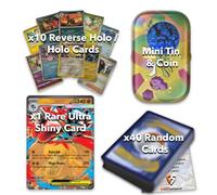 Ultimate Shiny Trading Card TCG Mini Tin Bundle - 50 carte casuali garantite: 10 Holos, 1 rara ultra lucida, 1 moneta e Card Shield Card - Compatibile con Pokemon TCG