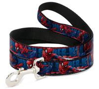 ULTIMATE SPIDER-MAN Dog Leash 6-FEET SPIDER-MAN 3-Action Poses/Bricks/Stripe Blu