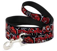 ULTIMATE SPIDER-MAN Dog Leash 6-FEET SPIDER-MAN/3-Poses/Spider Web Sketch Black/