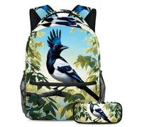 Ultimate Travel Companion, zaino con astuccio, una borsa per libri indispensabile per adolescenti avventurosi, graziosa gazza, Multicolore, B:29.4x20x40cm P:19x7.5x3.8cm, Zaino daypack