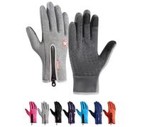 Ultimate Waterproof & Windproof Thermal Gloves, Touch Screen Warm Non-Slip Silicone Gel Adjustable Full Finger Mittens (Grey,Medium)