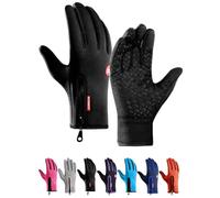 Ultimate Waterproof & Windproof Thermal Gloves, Touch Screen Warm Non-Slip Silicone Gel Adjustable Full Finger Mittens (Black,Small)