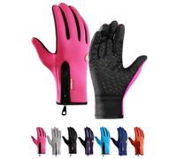 Ultimate Waterproof & Windproof Thermal Gloves, Touch Screen Warm Non-Slip Silicone Gel Adjustable Full Finger Mittens (Rose red,Medium)