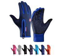 Ultimate Waterproof & Windproof Thermal Gloves, Touch Screen Warm Non-Slip Silicone Gel Adjustable Full Finger Mittens (Blue,X-Large)