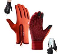 Ultimate Waterproof & Windproof Thermal Gloves, Upgraded Thermal Glove with Touch Screen, Waterproof & Windproof Unisex (Orange)